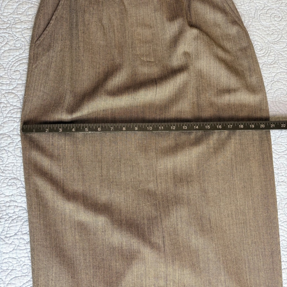 Valerie Stevens Pure Wool Maxi Skirt Gray Brown Micro Check Size 12 - Picture 7 of 10